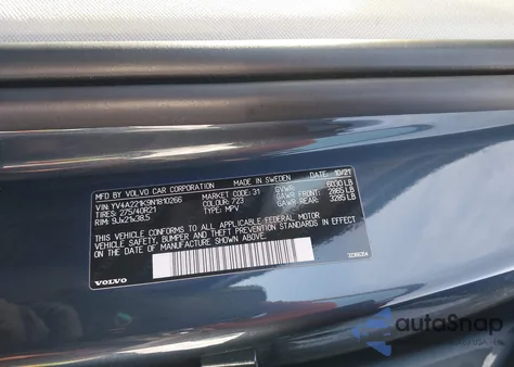 2022 Volvo Xc90 T6 Momentum 6 Passenger z USA, uszkodzony, nr VIN YV4A221K9N1810266